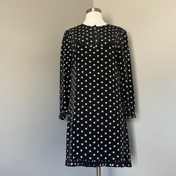 J.Crew Collection Star Print Casual Dress Silk Cocktail Long Sleeve H0085 SZ 8 M - Picture 5 of 15
